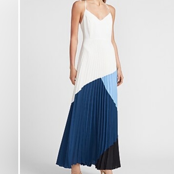 Express Dresses & Skirts - Express Blue and Cream Colorblock Maxi Dress